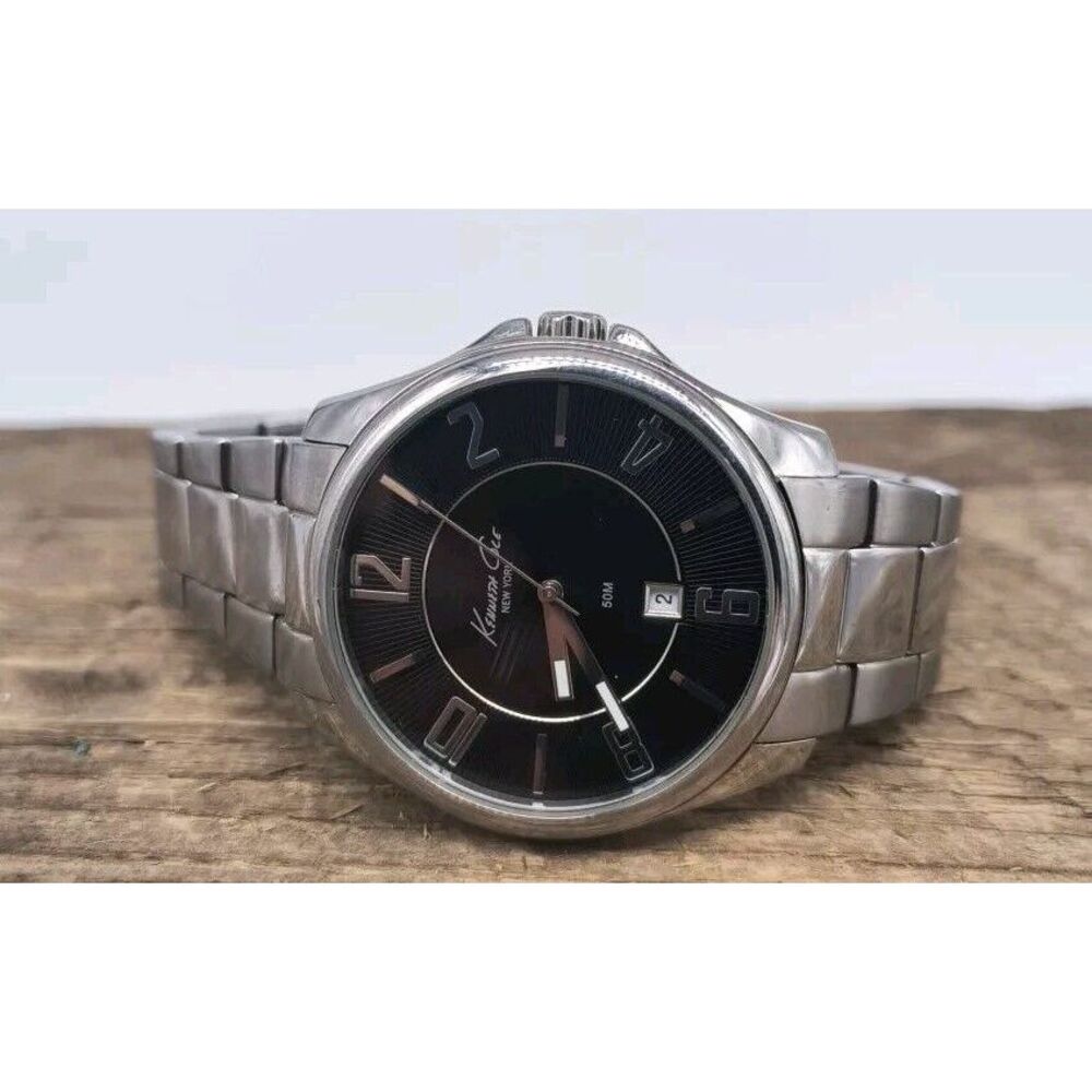 Men's Stainless Steel Kenneth Cole 42mm Watch With Black Dial - New Battery